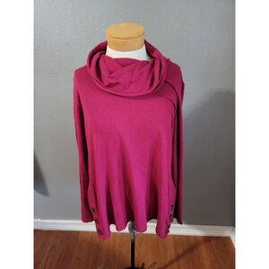 Chico's Women's Turtleneck Shirt Maroon 3/4 Sleeve‎ Top Size 2 ( Size Large)